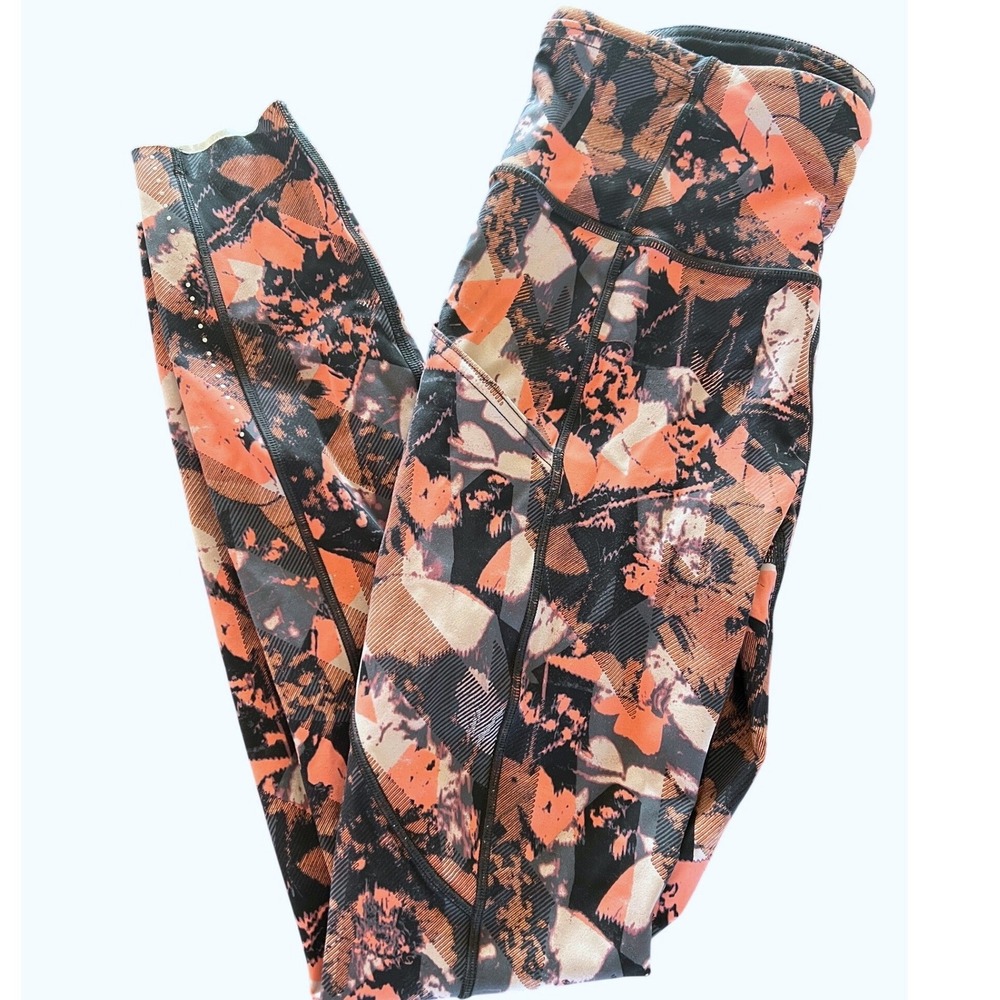 Lululemon Speed Up Tight 25 Coral Black Abstract Print Leggings Womens Size 4